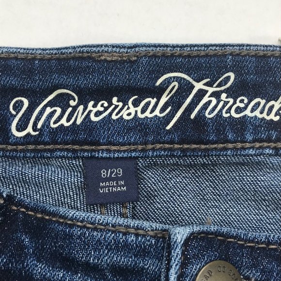 Universal Thread Women's 8 Crop High Rise Straight Dark Wash Blue Jeans New - Picture 7 of 15